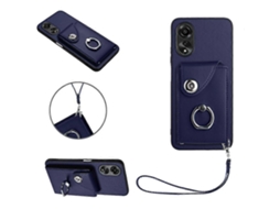 Capa De Celular Em Pu Com Cordão, Porta-cartões E Suporte Para Anéis, Compatível Com Oppo A38 4g/a18 4g Global.