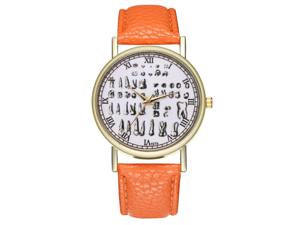 Relógio de quartzo unissex casual Zhoulianfa com pulseira de couro (laranja)