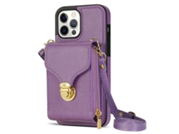 Suporte Casa Inch Para Iphone 13 Pro Max Pele Sintética Com Porta-cartões Roxo