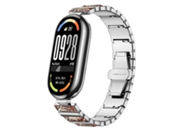 Pulseira De Aço Inoxidável Com Diamantes Para Xiaomi Smart Band 10/9/8
