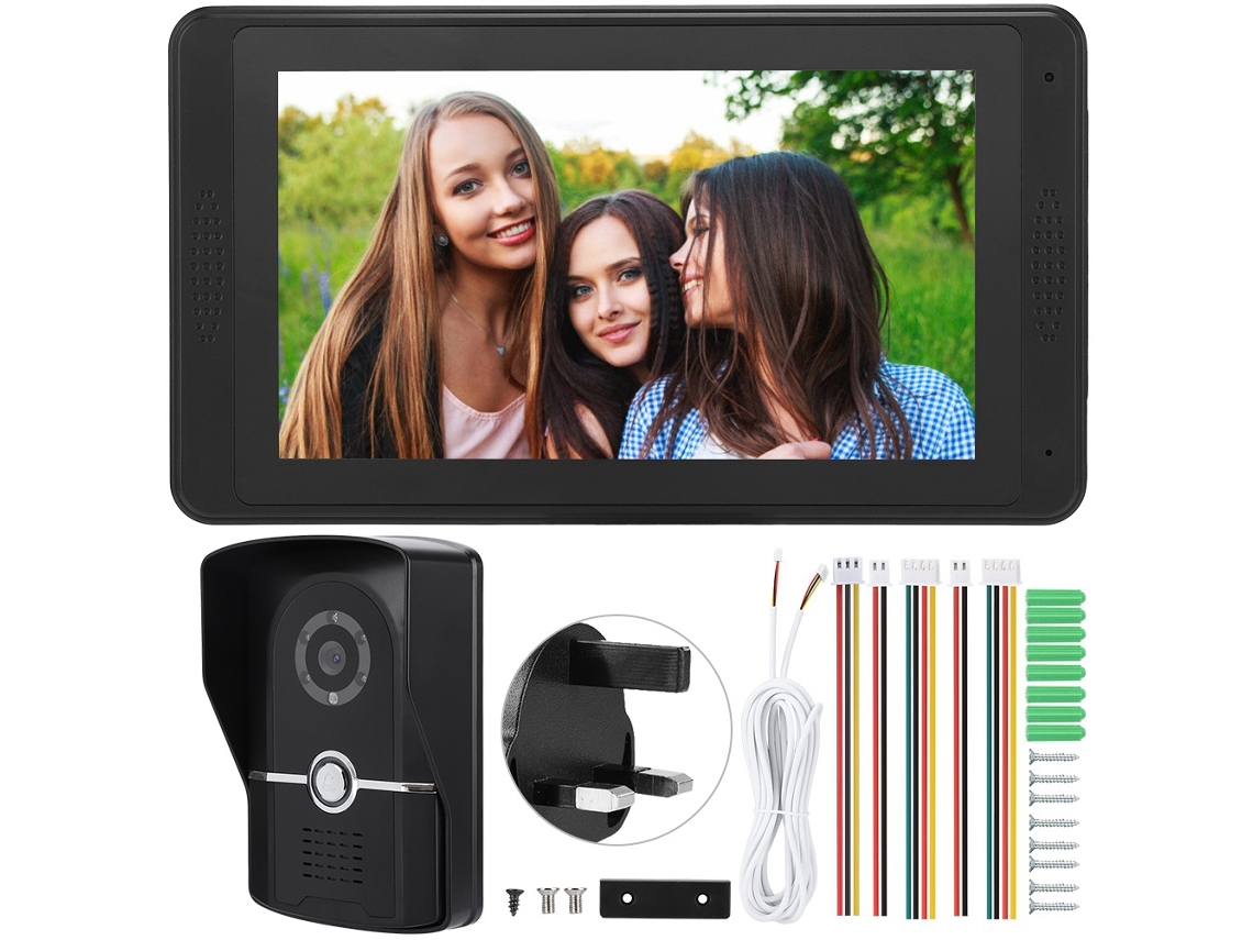 Interfone De Vídeo Com Fio De 7 Polegadas (exibição De Hora, Função De Captura De Fotos)
