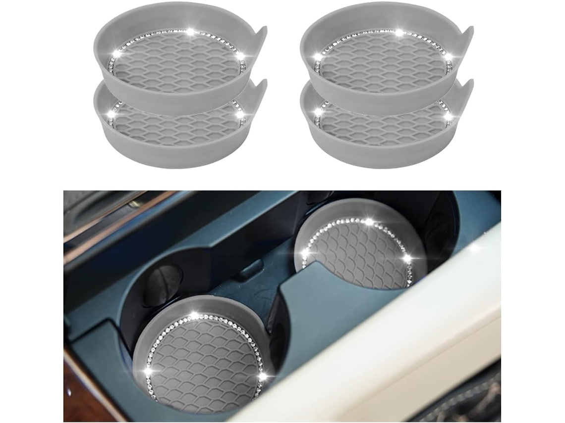 Conjunto de 4 Porta copos AQUAFORGE para carro, brilhantes, universais, antiderrapantes