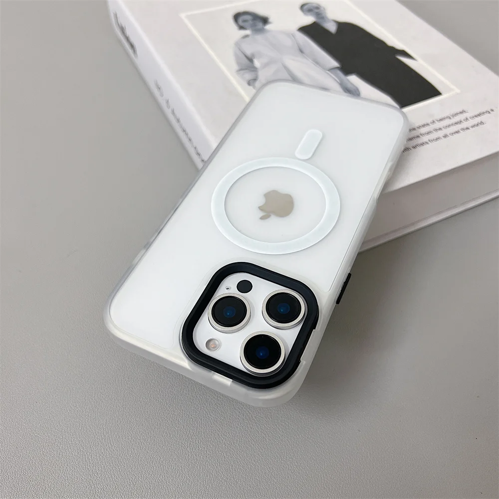 Capa Magsafe Com Carregamento Sem Fio Magnético Para Iphone (iphone 14 Plus, Branca), Acabamento Fosco.