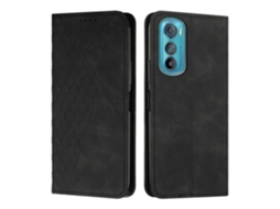 Capa Magnética Para Motorola Edge 30 Com Padrão De Diamante E Textura Que Imita A Pele.