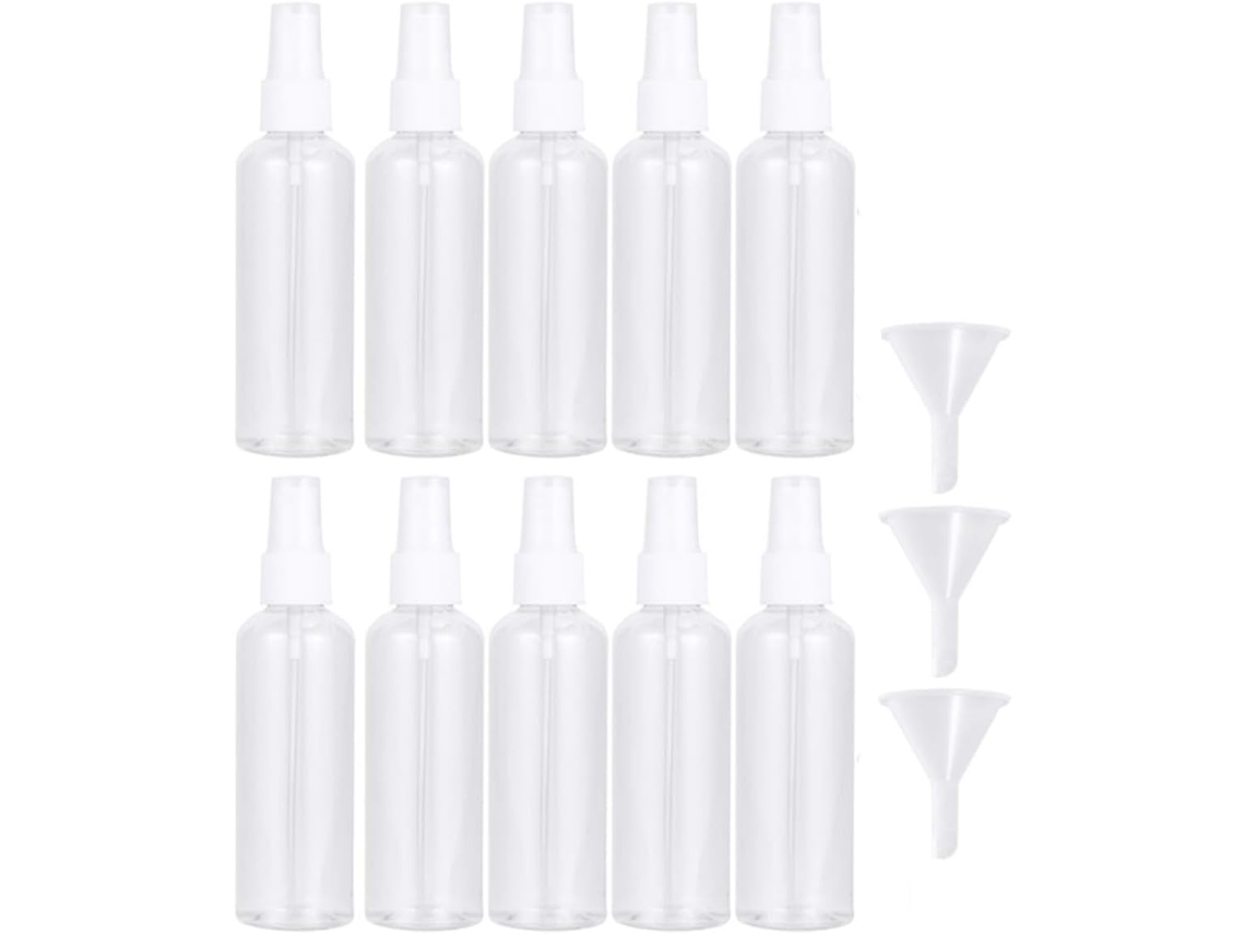 Conjunto De 16 Frascos De Spray De Plástico Recarregáveis Com 8 Funis