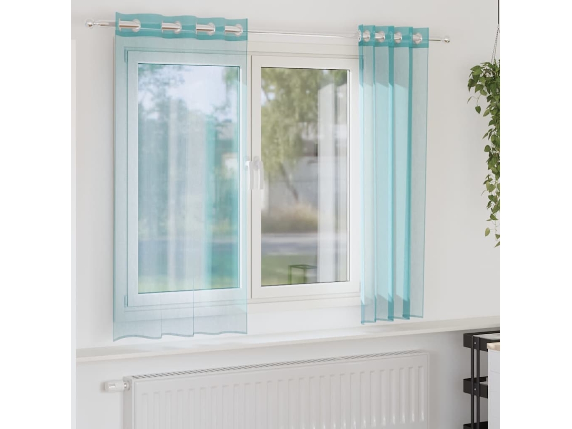 Vidaxl Cortinas De Voile Com Ilhós 2 Pcs Turquesa