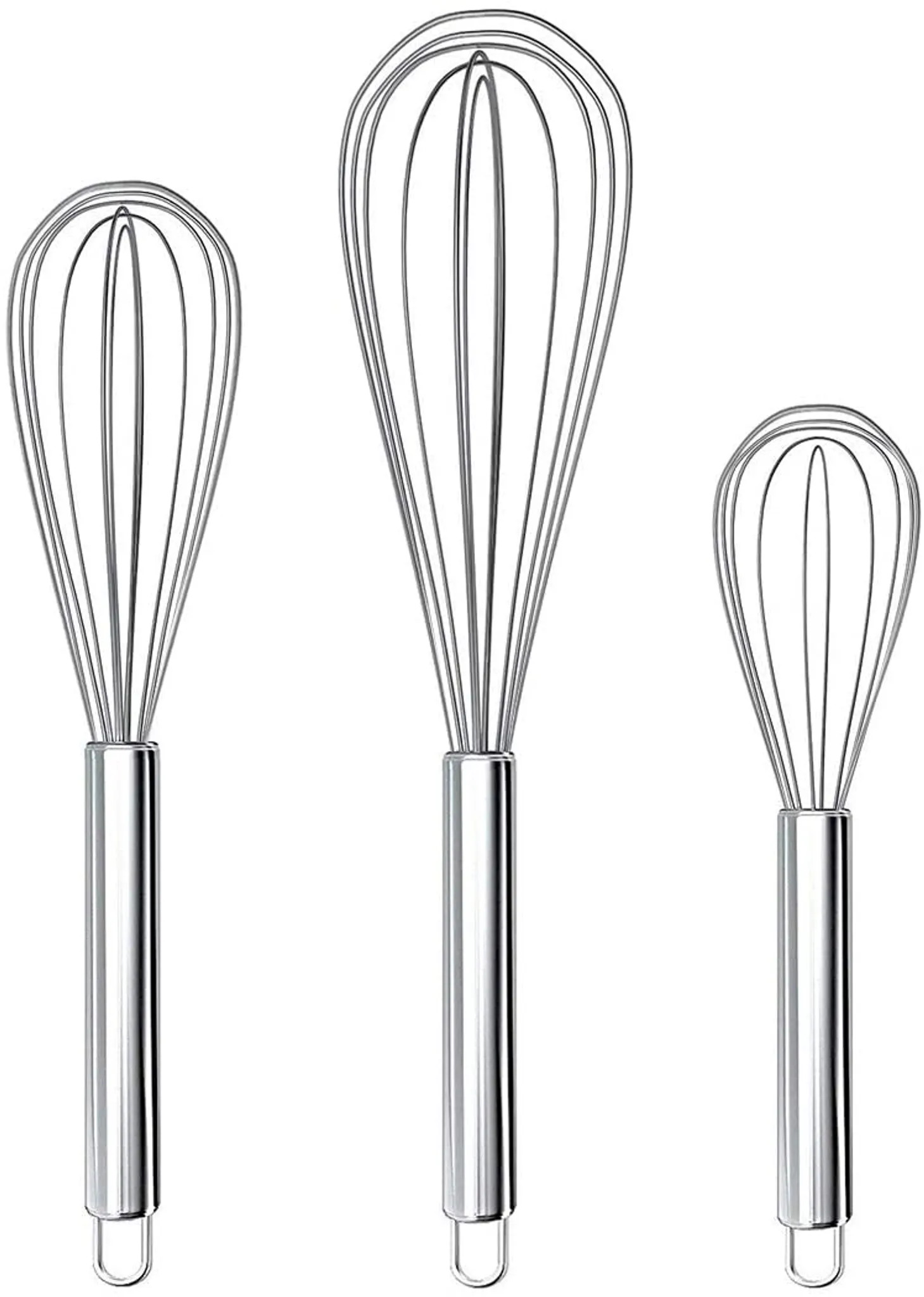 Batedor De Ovos Manual Em Aço Inoxidável, Conjunto De 3 Peças: 8 Polegadas, 10 Polegadas E 12