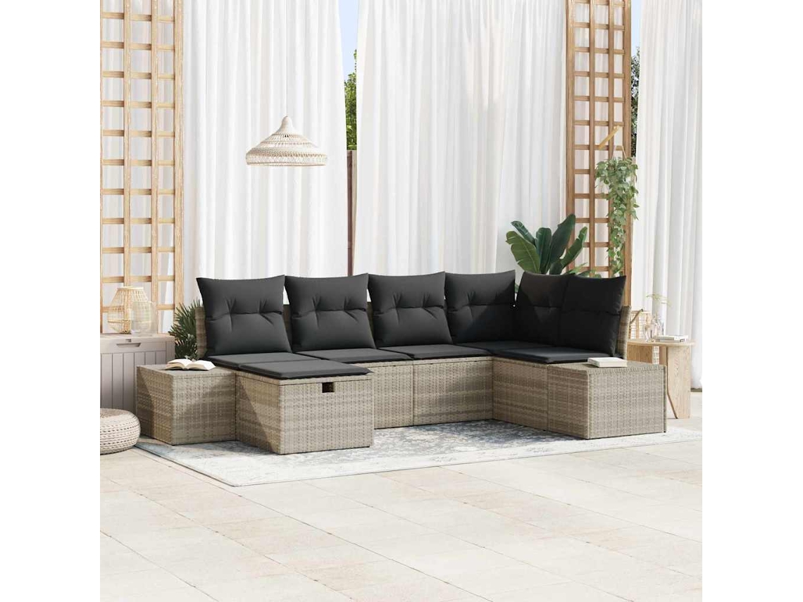 Vidaxl Conjunto De Sofás 7 Unid. Vime Pe