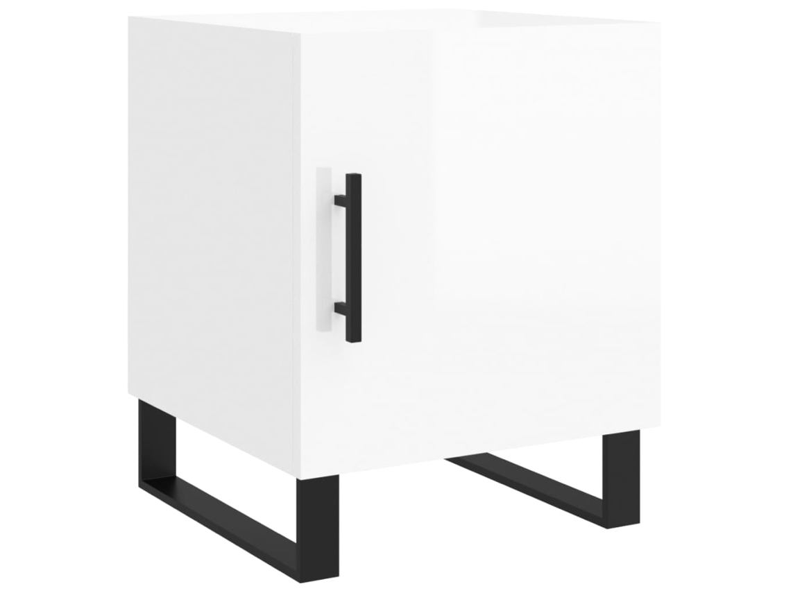 Mesa Cabeceira 40x40x50 cm Madeira Derivados Branco Brilhante MAISON EXCLUSIVE