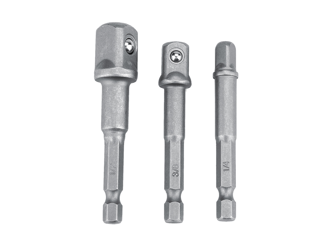 Conjunto 3 Adaptadores De Soquete Com Vara De Extensão Para Brocas De Parafusadeira