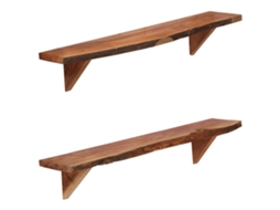 Vidaxl Prateleiras De Parede 2 Pcs 90x20x18cm Madeira De Acácia Maciça