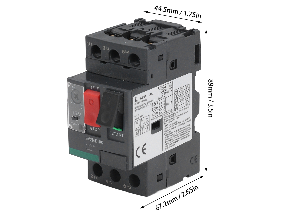 Laxiscreed Disjuntor Para Motor 690v Com Ajuste De Corrente De 4 A 6,3a E Proteção Térmico-magnética