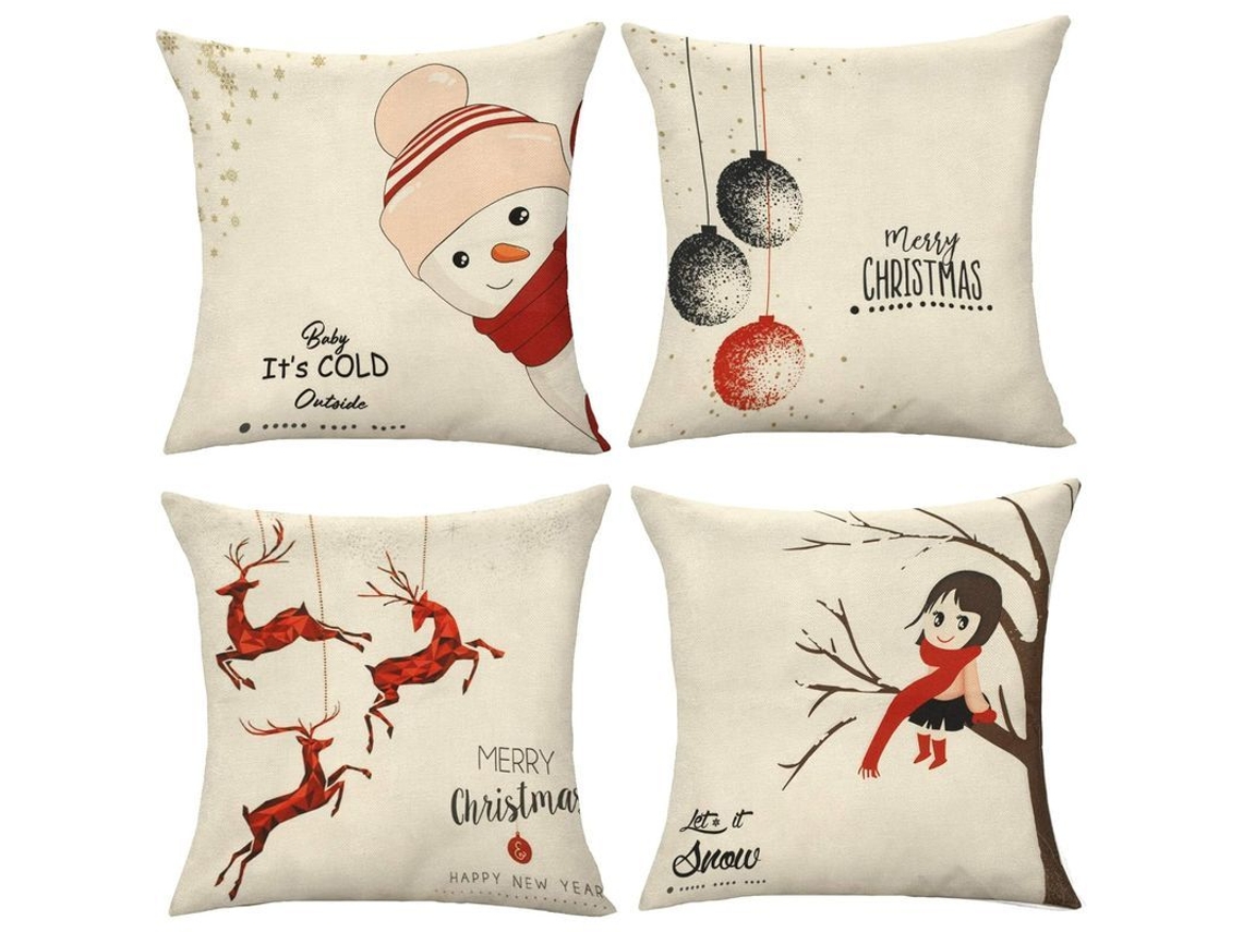 Fronha de Almofada Natalina, 4 Peças, Decoração de Natal Nova Line
