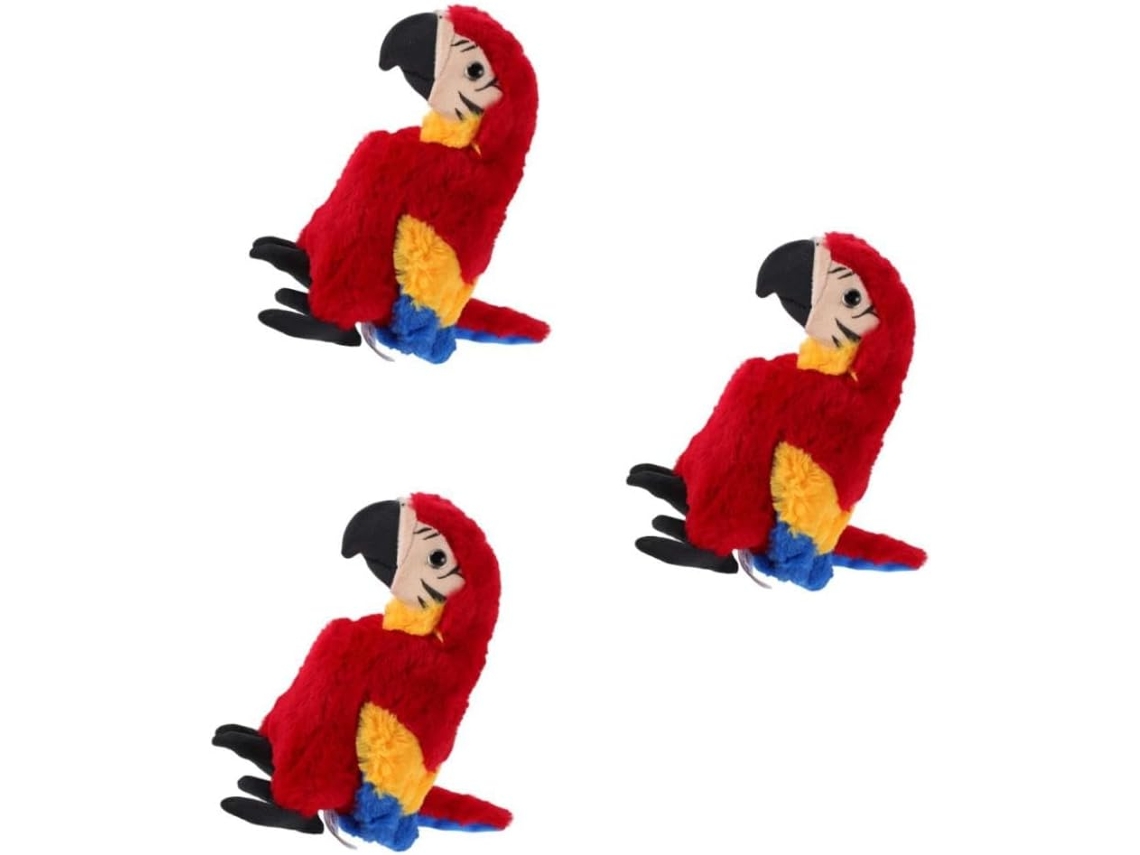 Conjunto De 3 Papagaios Pelúcia Realistas Com Design Autêntico Para