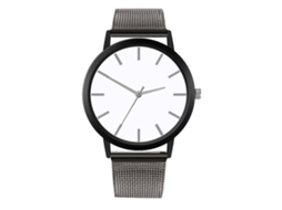Relógio de pulso analógico Zhoulianfa Quartz com pulseira de malha (cinza aço + branco)