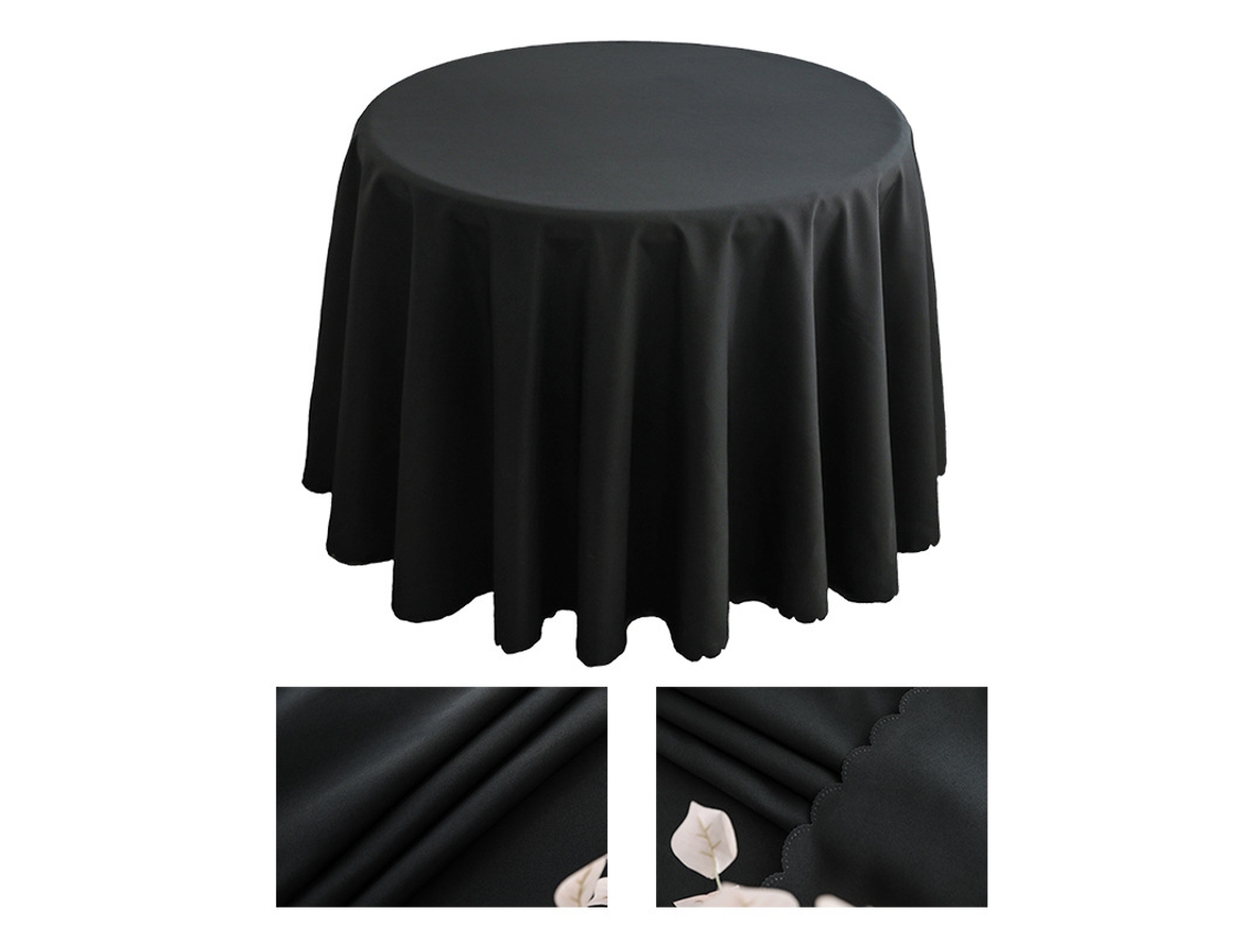 Esta Toalha De Mesa Redonda Preta De Poliéster É Perfeita Para Mesas De Centro, Mesas De Piquenique Ou Mesas De Jardim. Diâmetro 260 Cm.