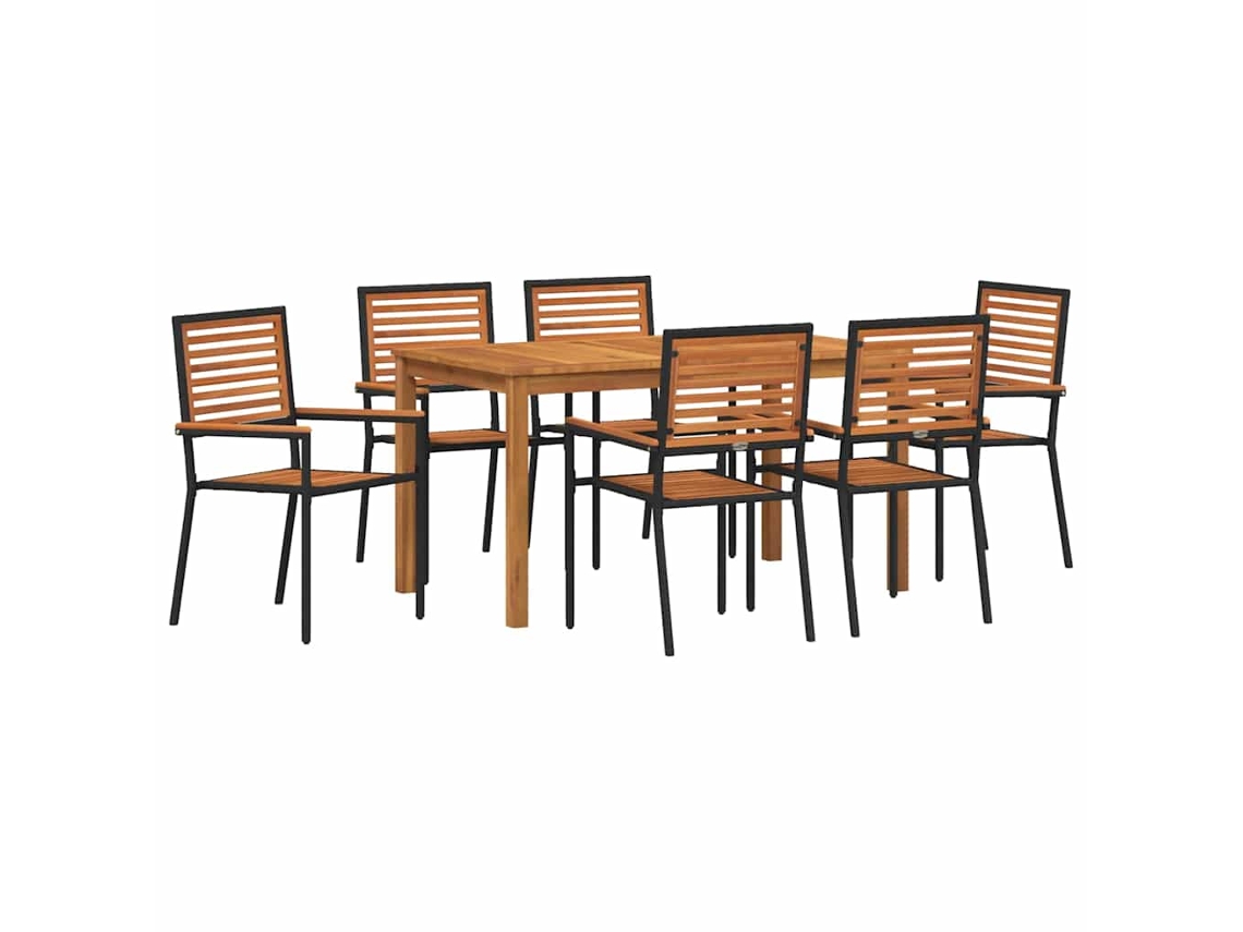 Maison Exclusive - Conjunto De Jantar Para Jardim 7 Pcs Preto