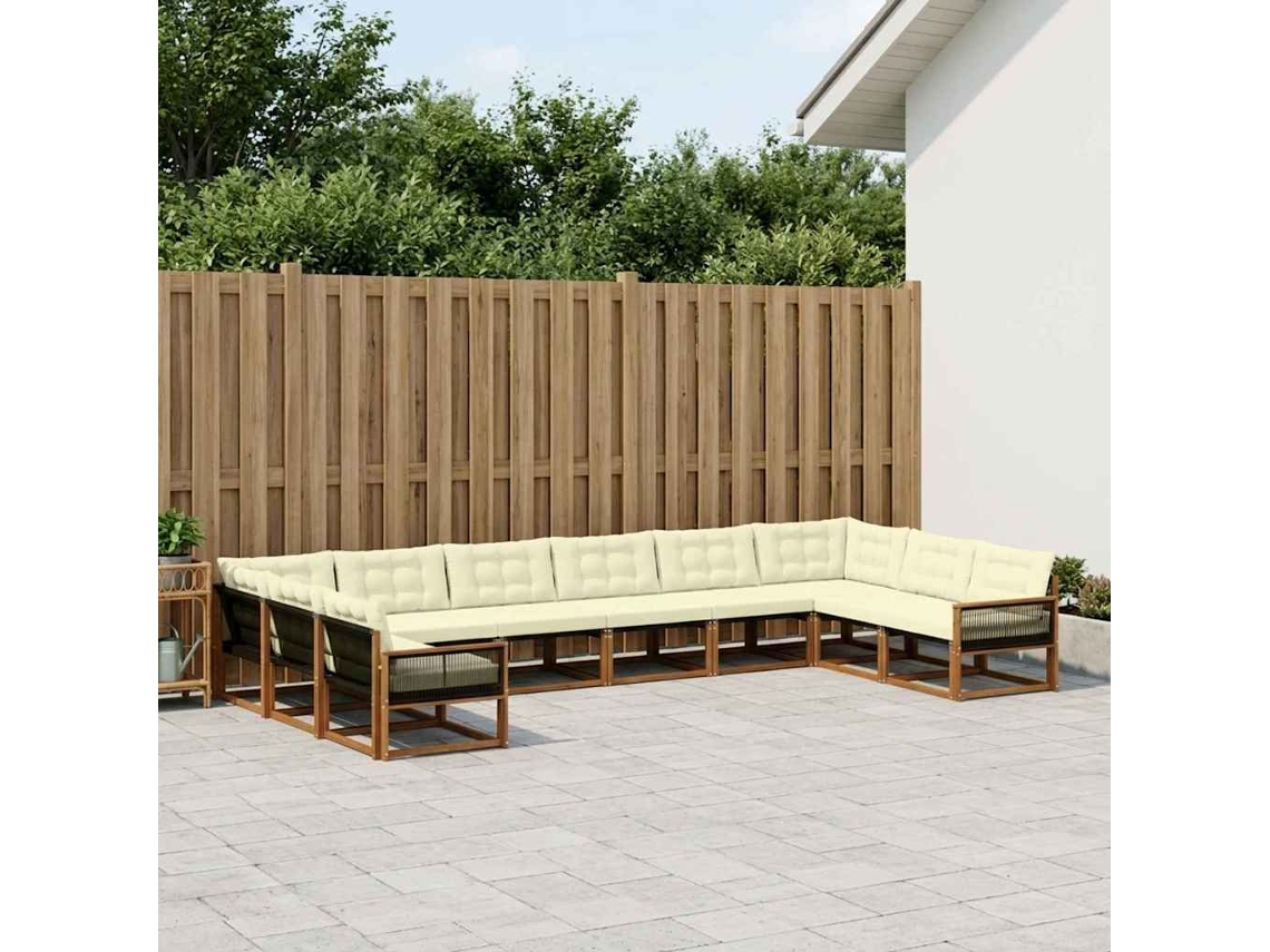 Vidaxl Conjunto De Sofás Para Exterior 10 Pcs Natural E Creme