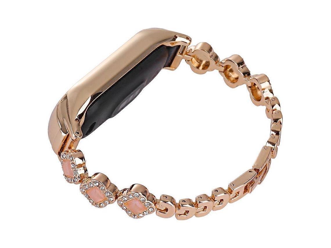 Pulseira De Relógio De Metal Com Trevo De Quatro Folhas E Diamantes