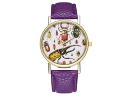 Reloj Analógico De Cuarzo Zhoulianfa Con Correa De Cuero Pu Para Hombre Y Mujer (morado)