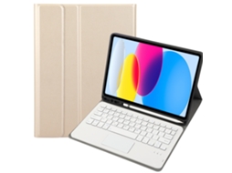 Lurelia Capa Com Teclado Bluetooth Para Ipad Air Teclado Comum, Layout Pt, Ouro E Branco