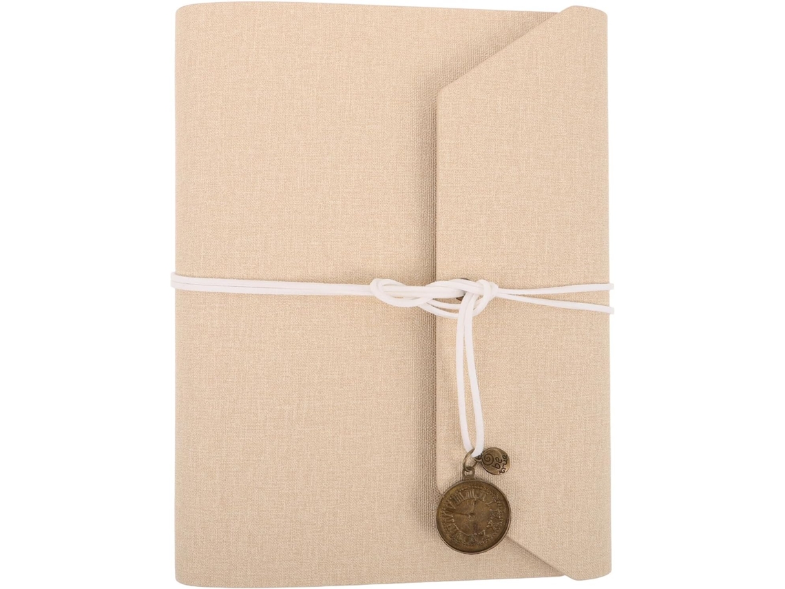 Álbum De Fotos Com Adesivos "faça Você Mesmo" E Pasta De Scrapbook Bege Com Folhas Soltas.