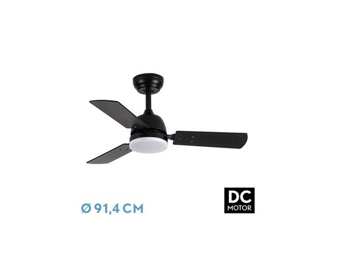 Ventilador Dc Portico 20W Preto 3 Lâminas Preto/Cinza FABRILAMP FABRILAMP