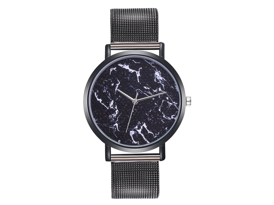 Reloj De Pulsera Casual Para Hombres Y Mujeres Analógico Correa De Malla Negro Cuarzo