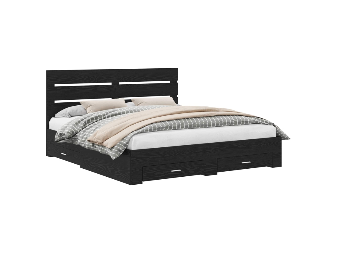 Estrutura de Cama Carvalho Preto 180x200cm MAISON EXCLUSIVE