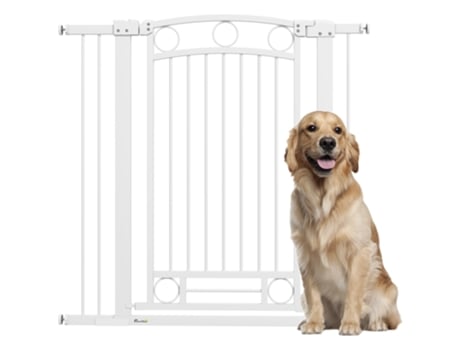 Barreira De Segurança Para Cães Aço E Pa Cor Blanco 76 104x104 Cm Pawhut