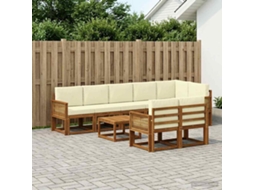 Vidaxl Conjunto De Sofás Para Exterior 9 Unid. Natural E Creme