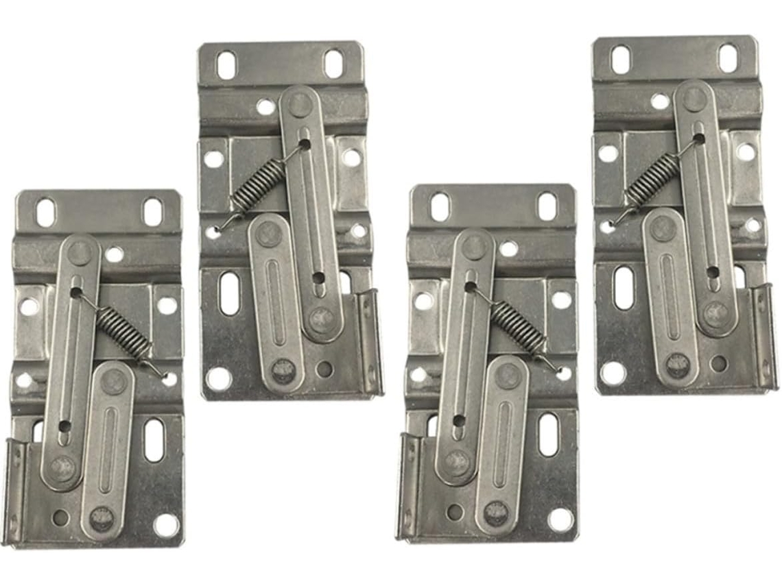 Conjunto De 4 Dobradiças Mola Ferro Prateado Para Portas Armário, Com Mola Espessa De 45 Graus, Compactas E Firmes