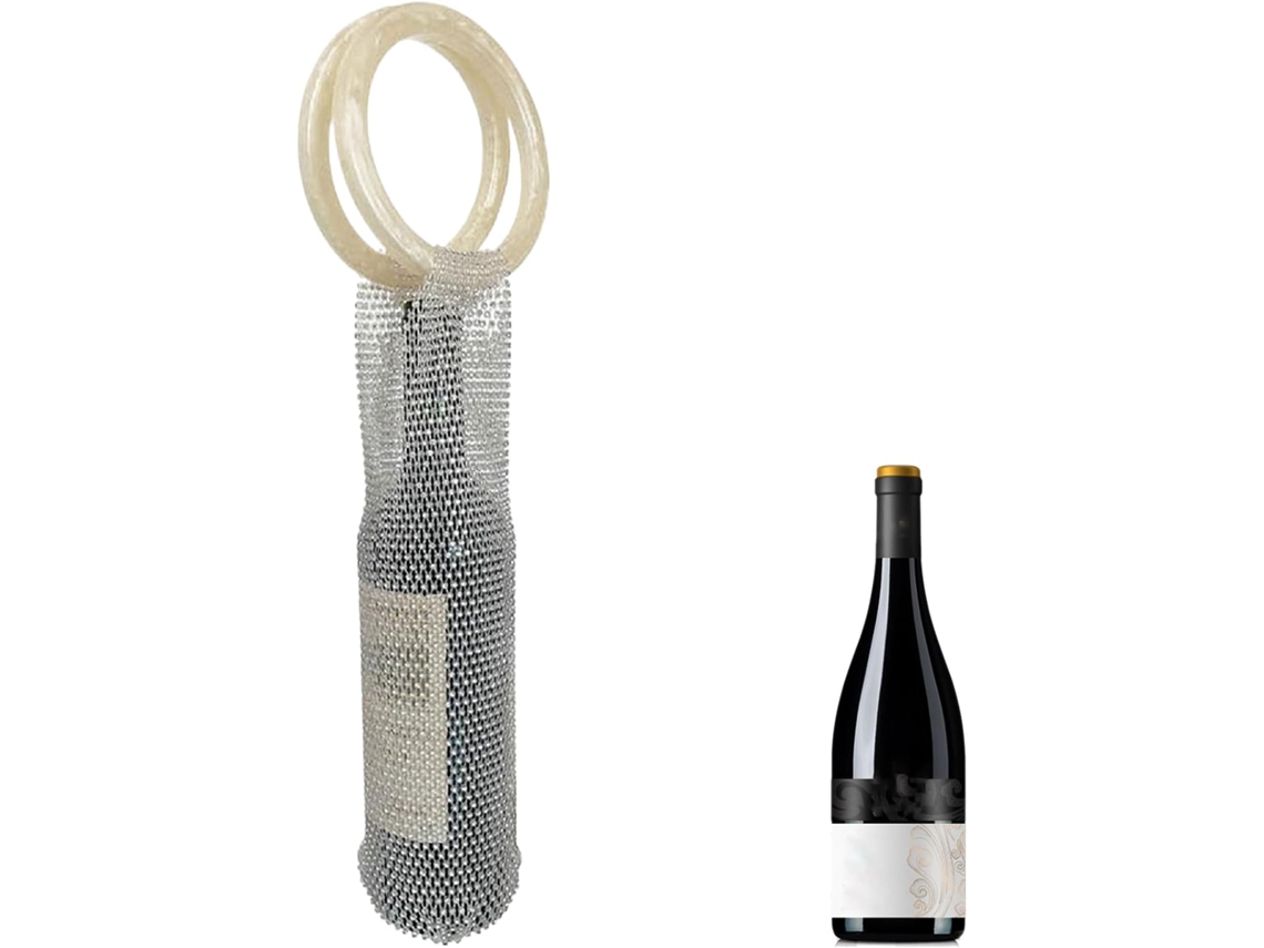 Bolsa para Vinho com Alça de Resina, Capa Malha Reutilizável Ideal Viagens, Uso Diário, Envios, CHABERLU