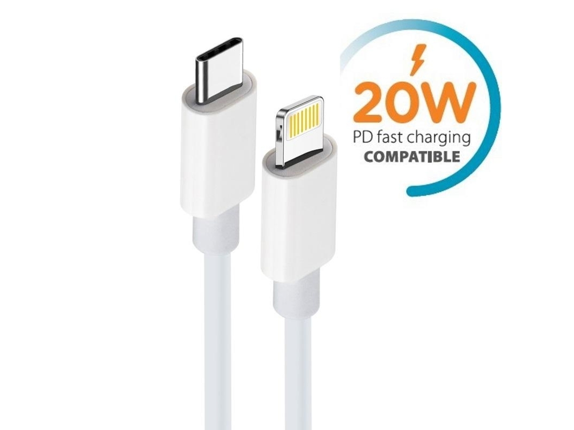 Kit De Duas Unidades De Cabo 1 M Pd Rápido Branco Compatível Com Iphone 11/12/13/14
