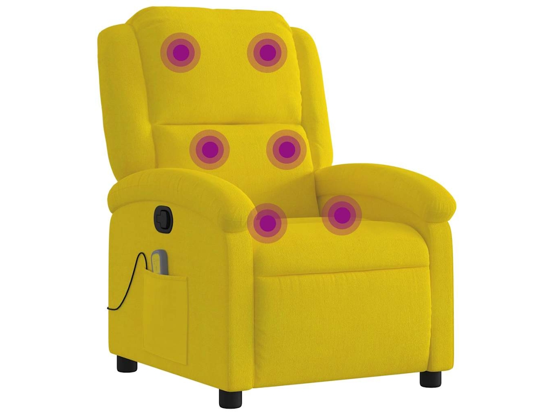 Poltrona De Massagens Reclinável Vida Xl Veludo Amarelo