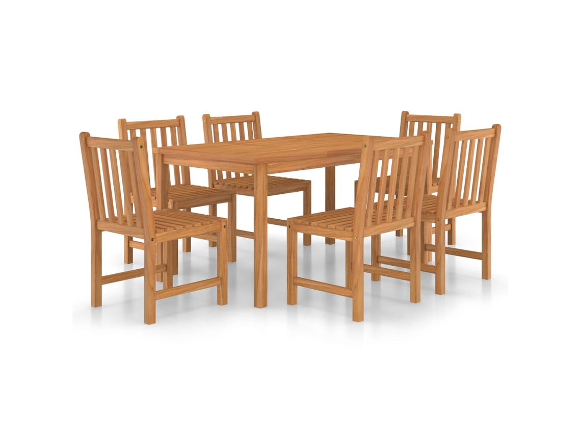 Conjunto de Jantar de Jardim com 7 Peças Madeira de Teca Maciça (150x90 cm) MAISON EXCLUSIVE