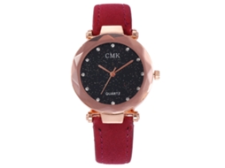 Relógio de Pulso Feminino Casual com Quartzo e Strass em Pulseira Pu (vermelho)