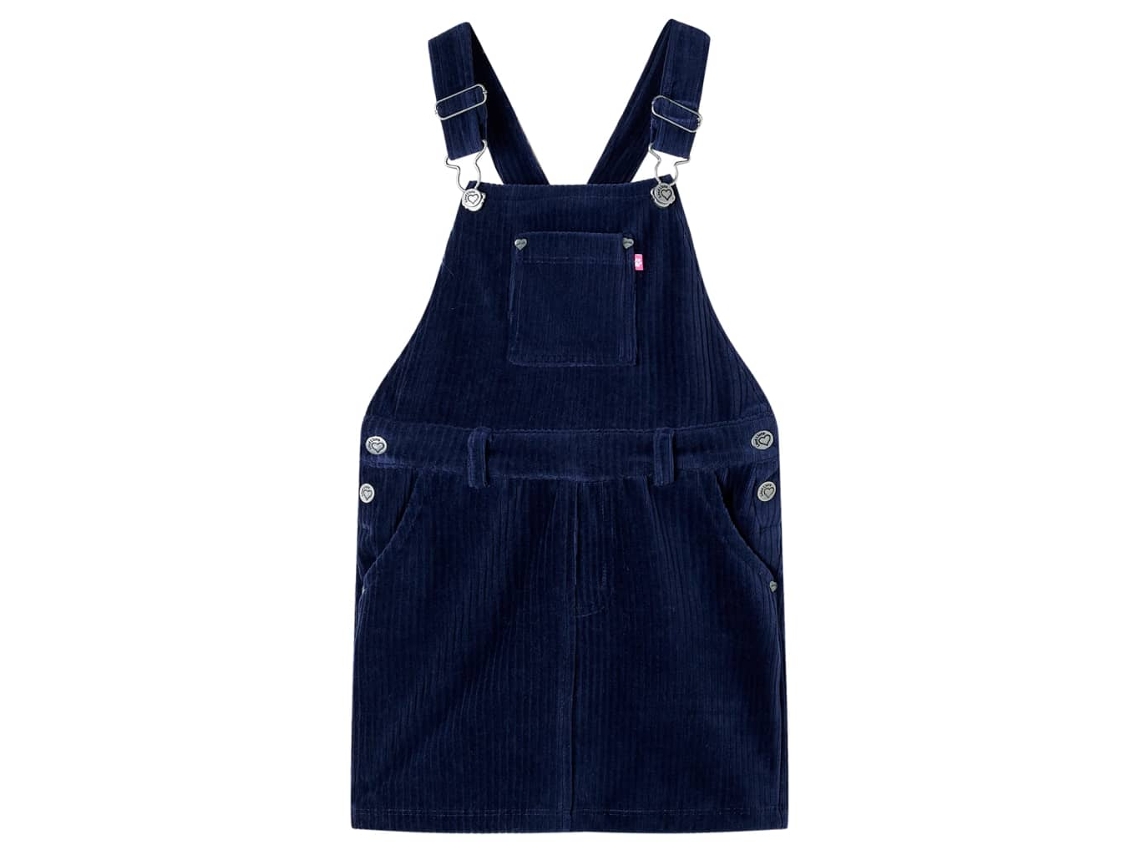 Vestido Com Peitilho Para Criança Bombazina Azul-marinho 116