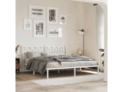 Vidaxl Estrutura De Cama Com Cabeceira 180x200 Cm Metal Branco