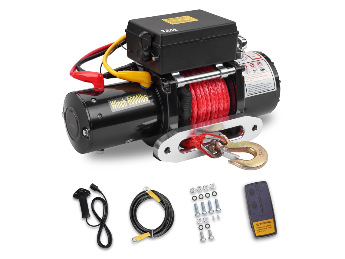 Guincho Eléctrico 12v, Cabo De Guincho De 6000 Lbs/2722 Kg, Cabo De Nylon, Controle Remoto Sem Fio De 30 Metros