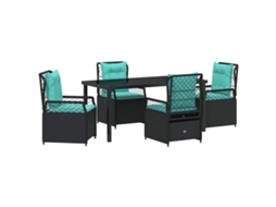 Maison Exclusive - Conjunto De Jantar Para Jardim 5 Pcs Preto Vime Pe