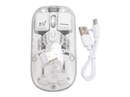 Mouse Sem Fio Dual Mode 2.4G Bluetooth RGB Recarregável 400mAh Branco S/MARCA