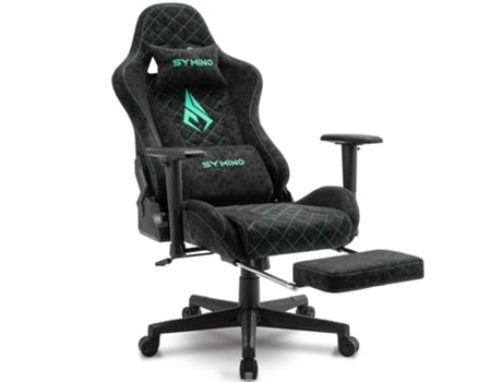 Cadeira Ergonômica para Jogos SYMINO Fg Estilo Corrida Couro Pu Estilo Retrô com Braços e Encosto Ajustáveis Preto