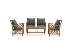 Conjunto de 5 Lounge de Jardim com Almofadões Acácia Maciça MAISON EXCLUSIVE