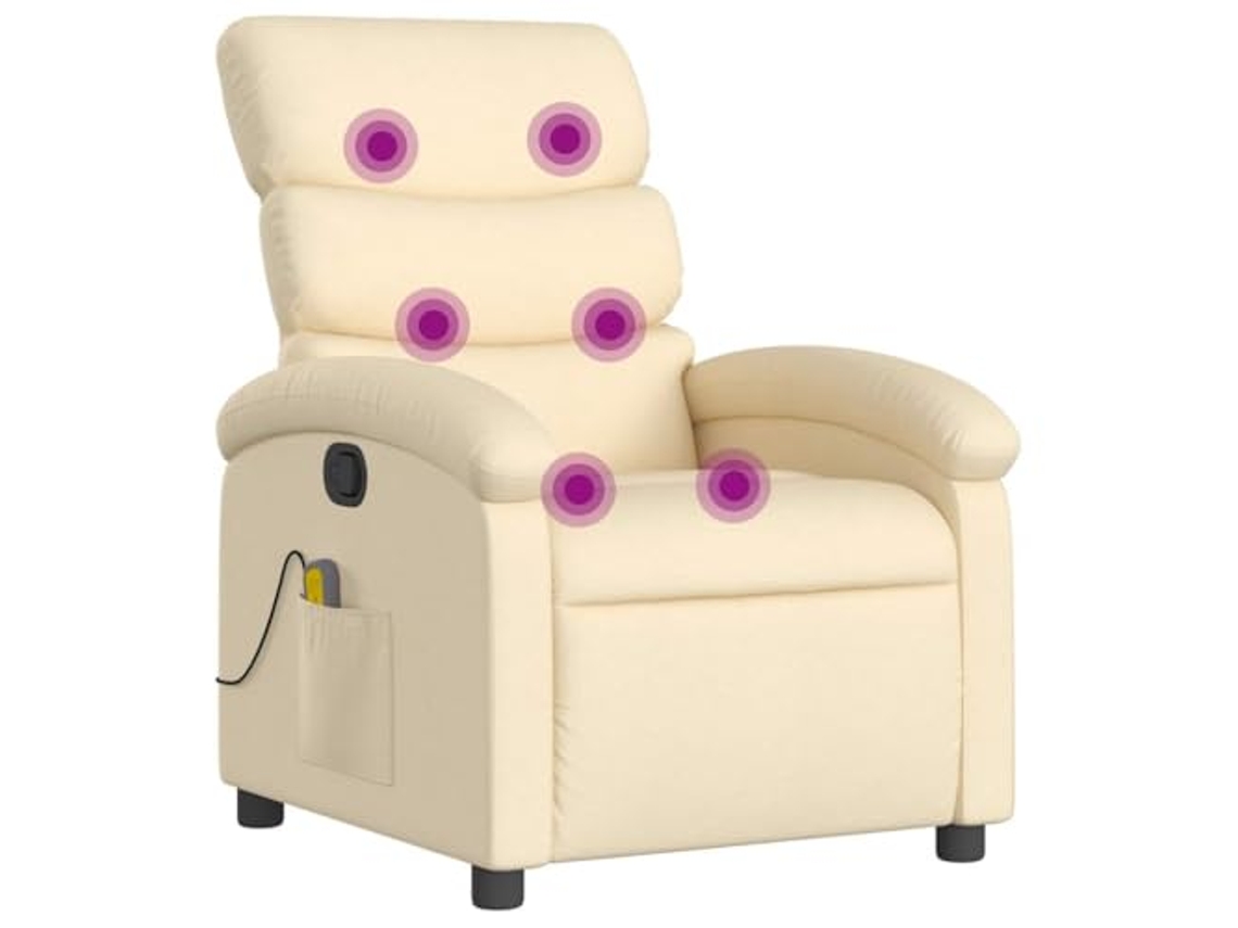 Massage Recliner Chair, Massage Recliner Chairs Vidaxl Creme Tecido