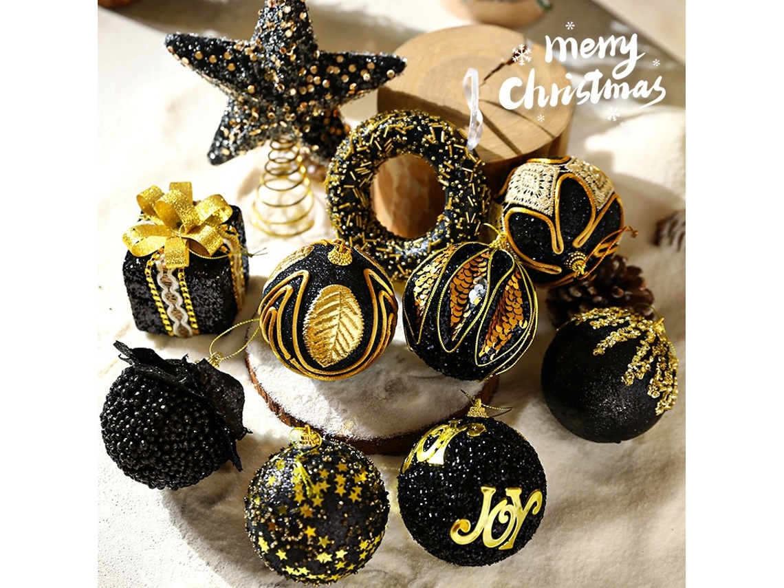 Lurelia Bola Natalícia Natal Série Ouro Preto 8cm Pintada Oca