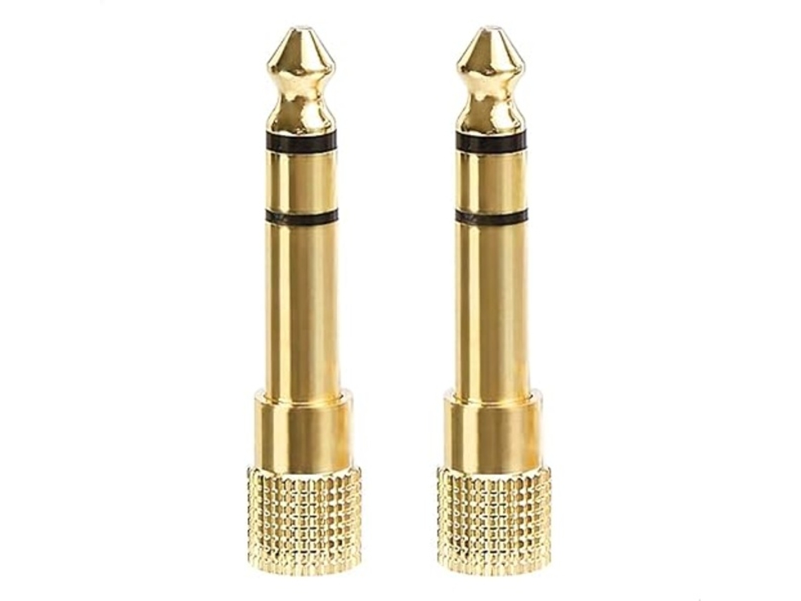 Adaptador de Áudio Estéreo para Fone Ouvido, Banhado a Ouro, 6,35 Mm Macho 3,5 (1/8'') Fêmea Pacote com 2 Unidades AQUAFORGE (1/4'')