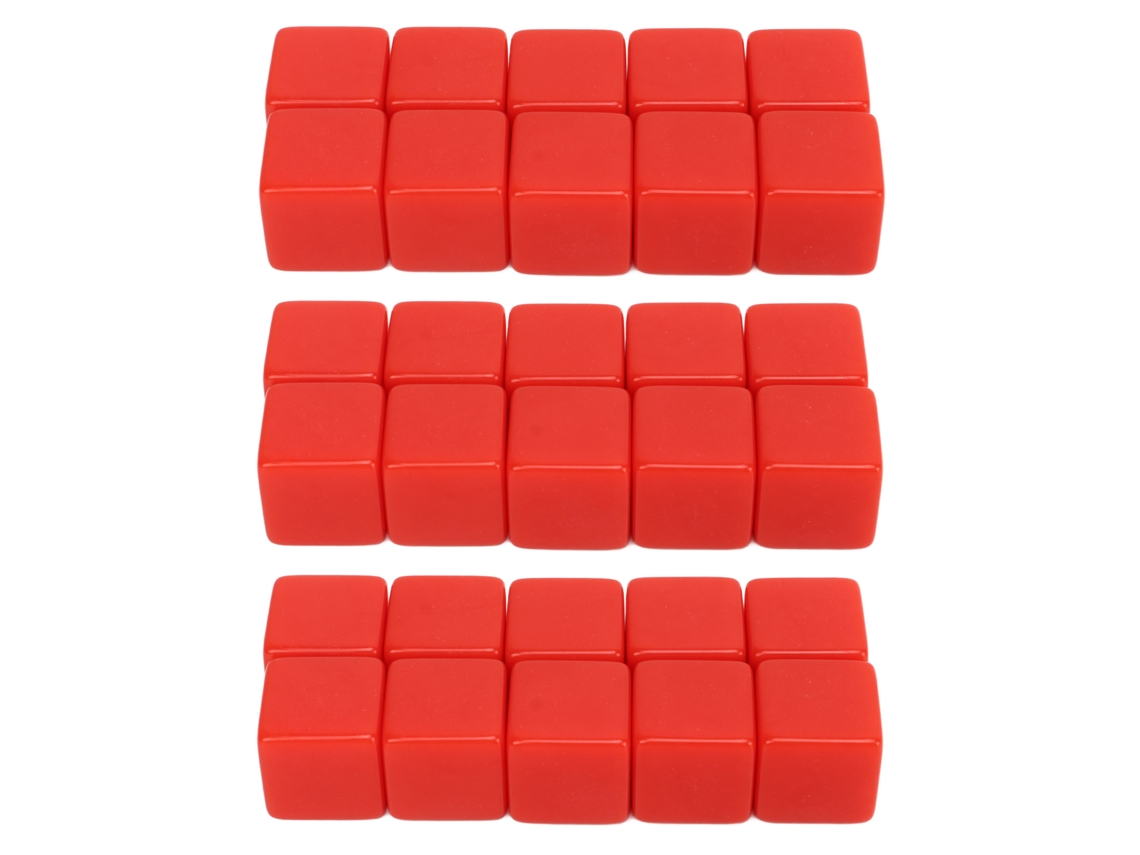 Conjunto De 30 Dados Em Branco 16mm De 6 Lados Para Escrita E Ensino Matemático - Vermelho