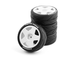 Conjunto de 4 pneus amarelos Rally Drift para pista, com encaixe hexagonal de 12 mm, para carros RC 1/10 HPI, Kyosho e Tamiya. Peças de modelismo. MDUG (tt02)