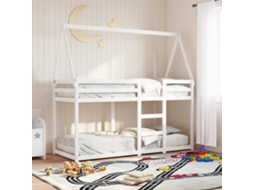 Vidaxl Beliche com Telhado 80x200 Cm Madeira de Pinho Maciça Branco